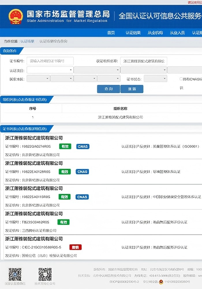 Screenshot of the official website of Xiaoya ISO Certification and Accreditation Administration