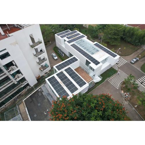 Custom Solar Powered Container Building with Integrated Solar Panels